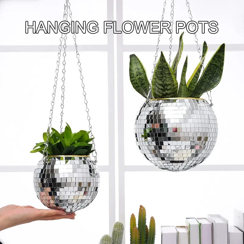 Home Plant Decor - Bohemian Style Hanging Disco Ball Flower Pot